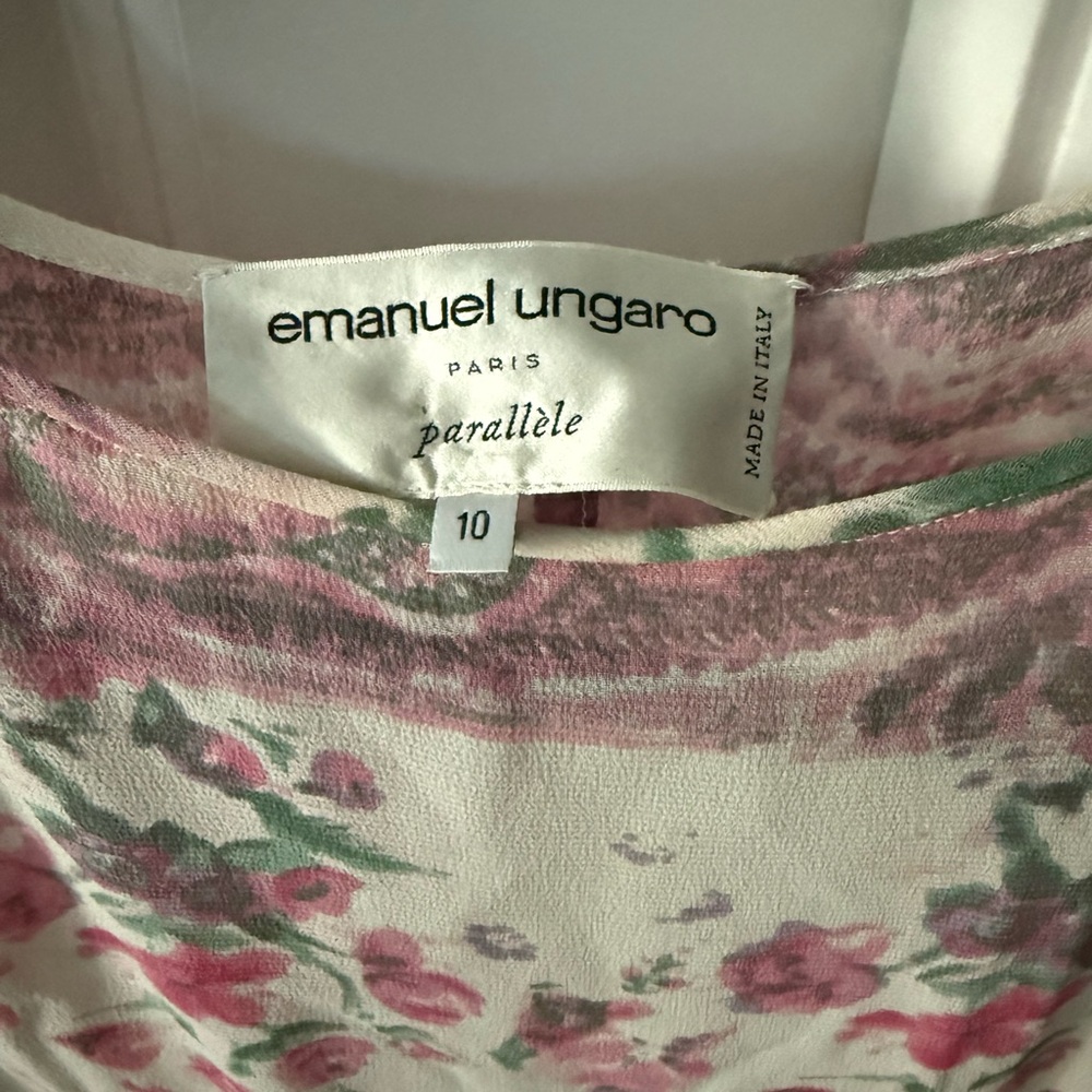 Emanuel Ungaro Pink and green paisley floral silk Blouse
